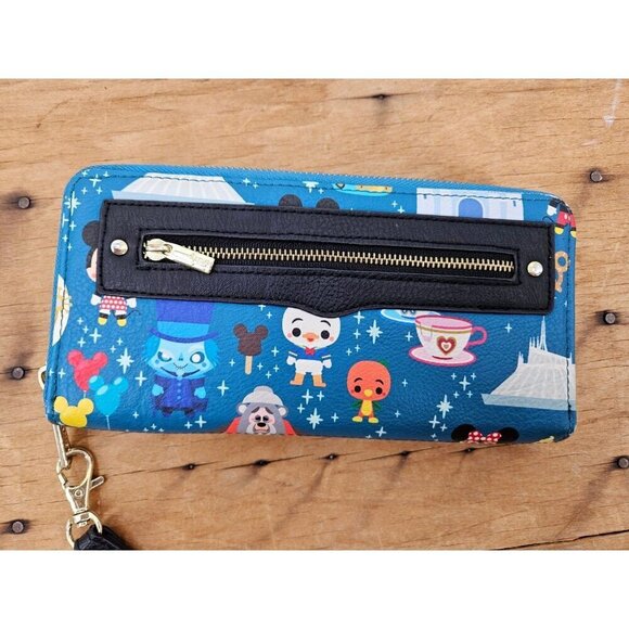Loungefly Disney Parks Chibi Blue Wallet Characters Attraction Treats Mickey - Picture 2 of 10